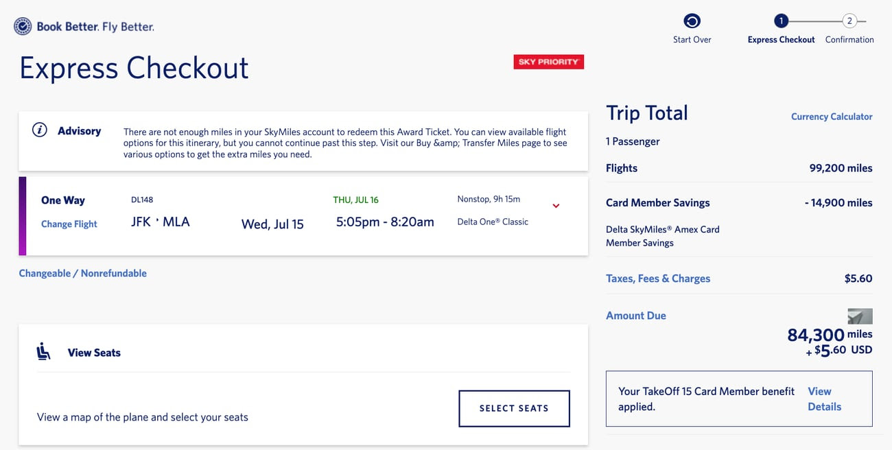 These SkyMiles Rates for Delta One Biz Class Will Shock You 3 delta one deal to malta for 84,300 skymiles