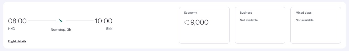 hong kong to bangkok 9,000 miles