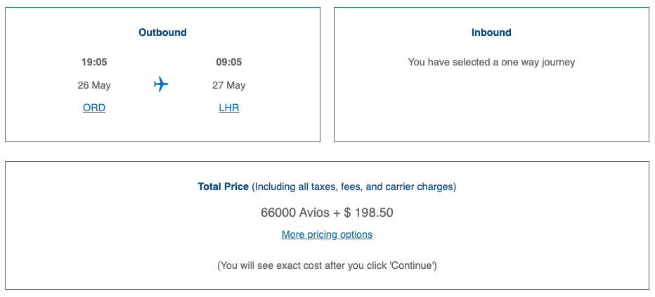 BA Premium Economy award for 66K: ORD-LHR