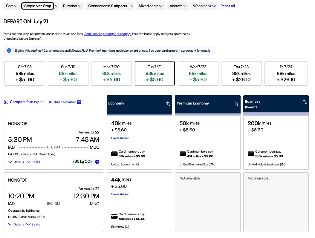 How to Find & Book the Best Deals with United Miles 3 Filtering for nonstop on United's site