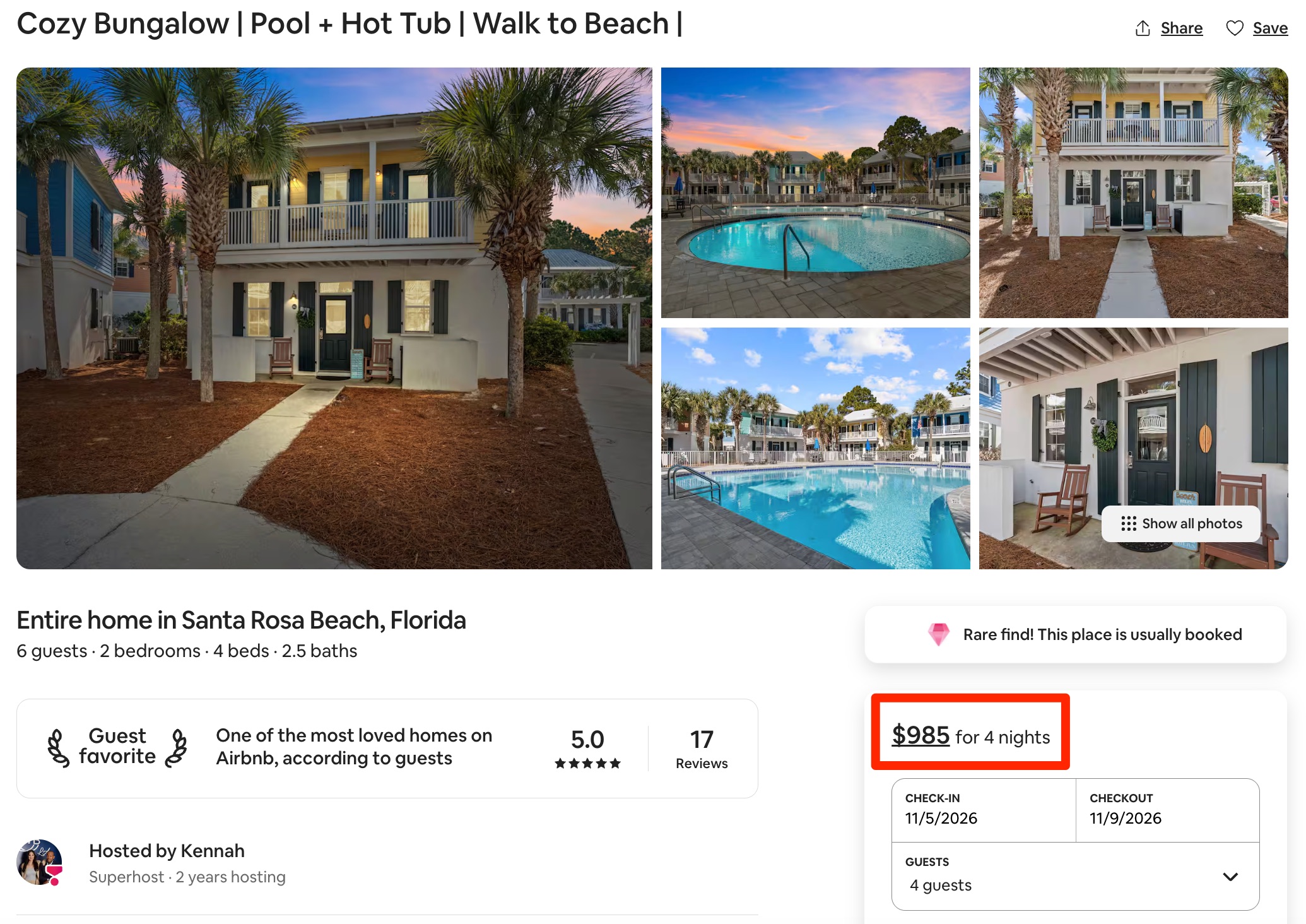 The 8 Best Credit Cards for Airbnb & Vrbo Vacation Rentals 1 Four night Airbnb Booking in Santa Rosa Beach, Florida, for $985.