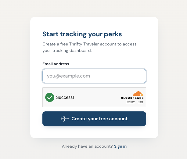 Benefit Tracker set up screen