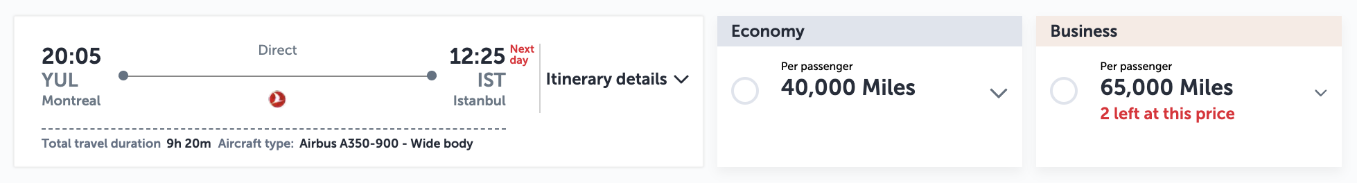 New: Get a Big 50% Transfer Bonus From Rove Miles to Turkish Airlines! 3 Turkish Business Class award for 65,000 miles