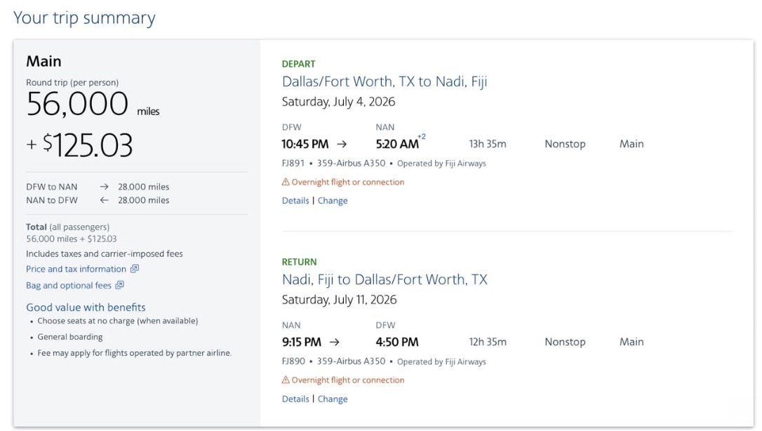 Airfare is Up, American AAdvantage Miles Rates Aren't 6 Fiji flights AA miles
