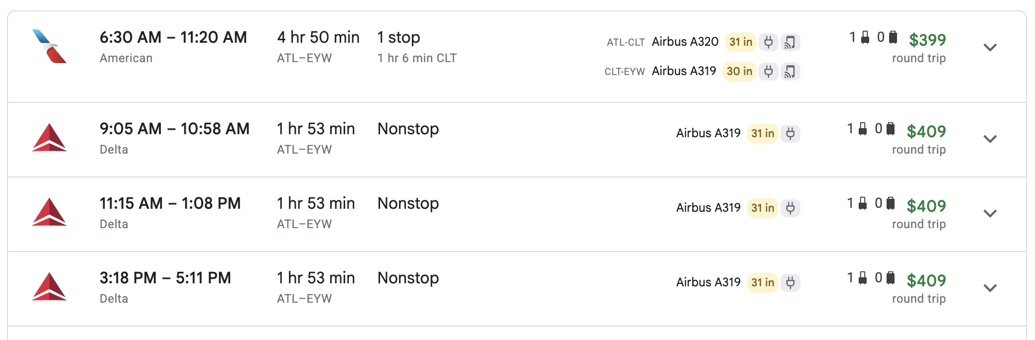 Airfare is Up, American AAdvantage Miles Rates Aren't 1 ATL-Key West airfare