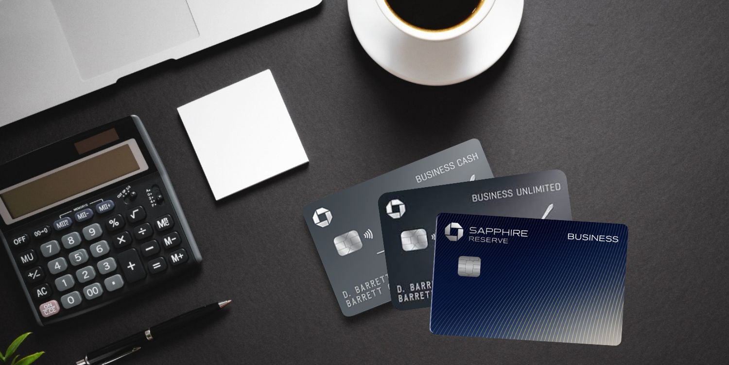 New: Earn Up to 200K Chase Ultimate Rewards on a Trio of Business Cards! 2 Chase Ink Unlimited, Ink Cash, and Sapphire Reserve for Business Cards with a calculator, notepad, cup of coffee, and laptop