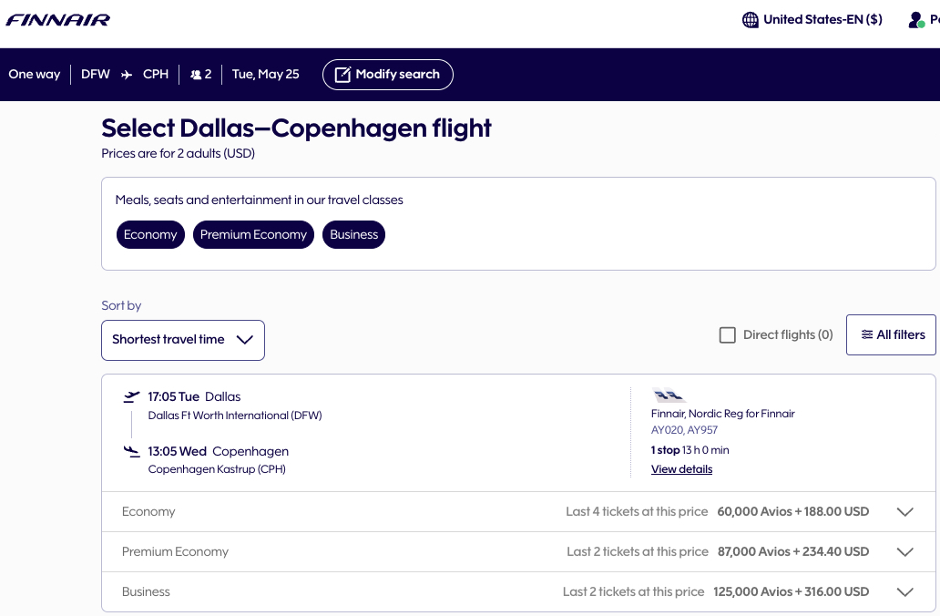 How to Book Award Flights with Finnair Avios 12 Finnair booking choose flight