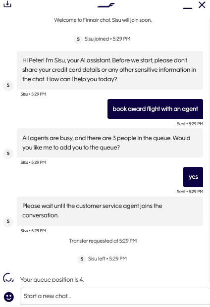 How to Book Award Flights with Finnair Avios 15 Finnair chat ask for an agent