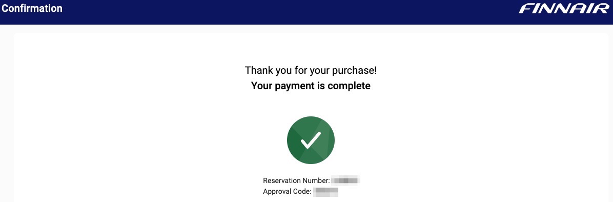 How to Book Award Flights with Finnair Avios 18 Finnair payment confirmation