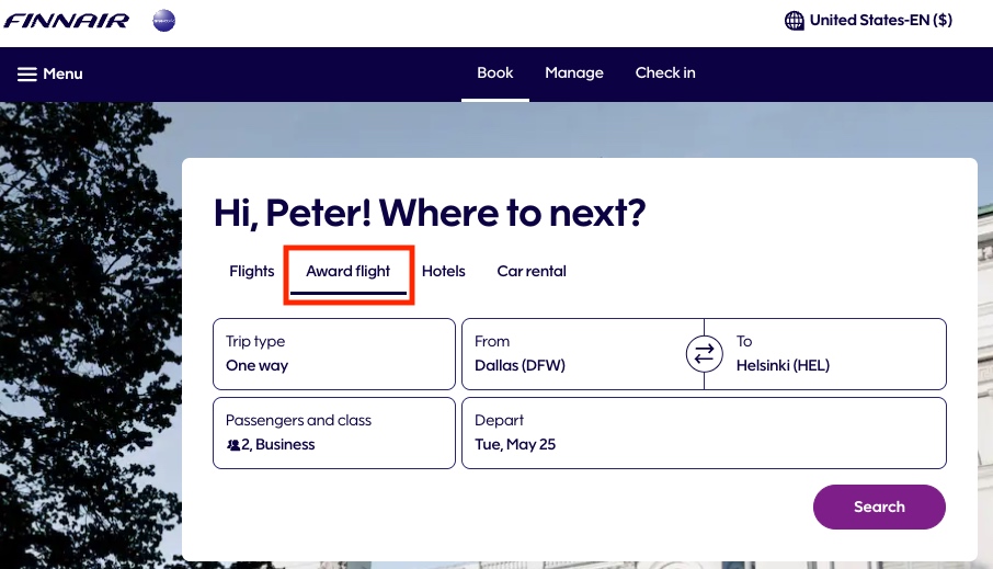 How to Book Award Flights with Finnair Avios 9 Finnair search