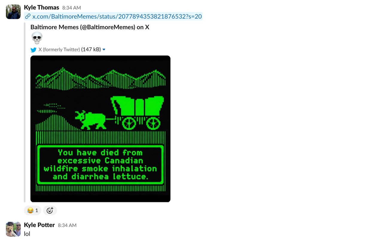 The Extra Mile, July 21: Delta’s Growing Grip on MSP, A First Class Deal to Hawaii & More 4 screenshot from slack showing oregon trail screenshot