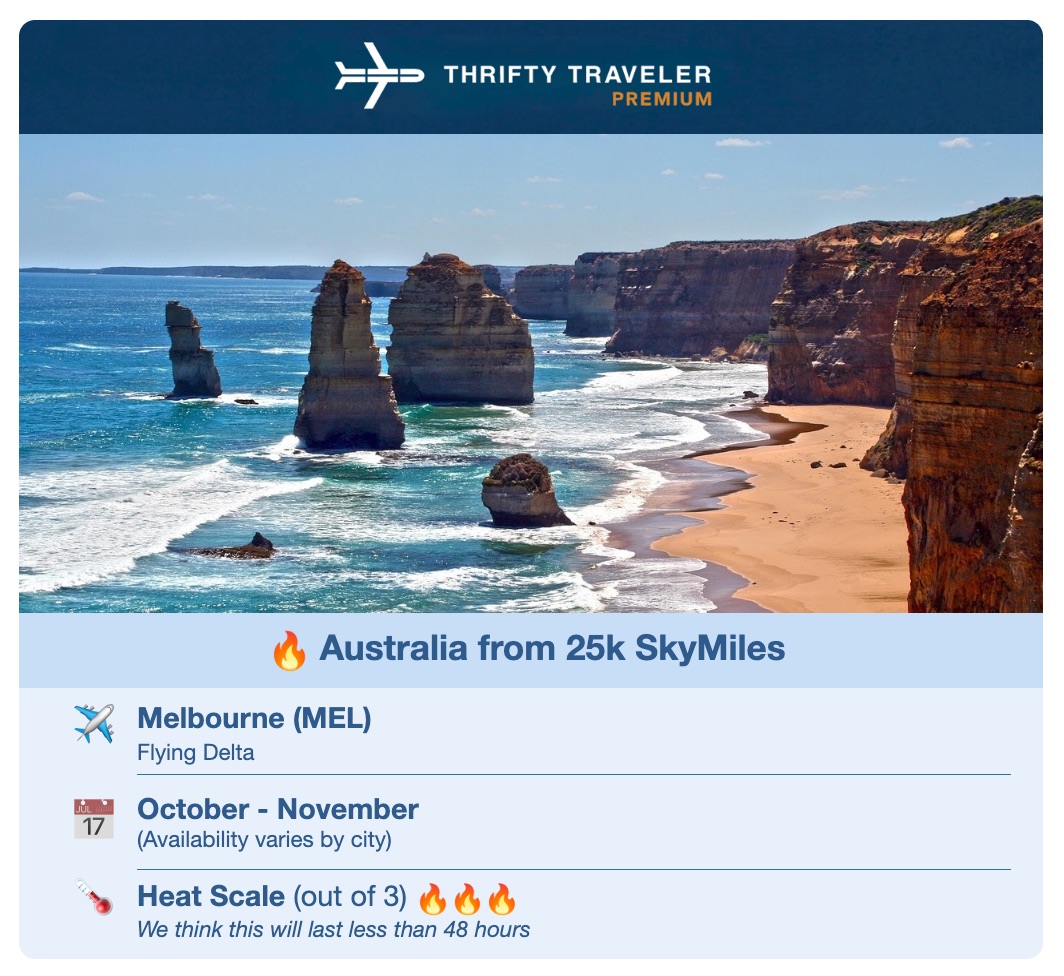 25K SkyMiles to Australia?! Delta Keeps Outdoing Itself with SkyMiles Sales 2 thrifty traveler premium skymiles deal to australia for 25,400 miles