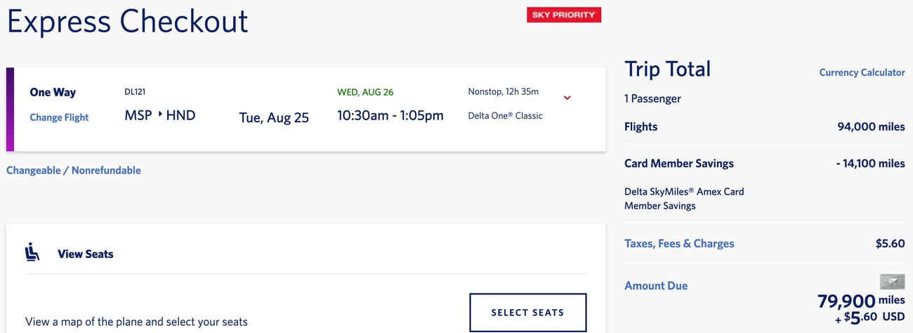 The Secret Weapon for Flying Delta One ... for Under 100K Miles! 2 delta one fare from minneapolis to tokyo for 79,400 skymiles