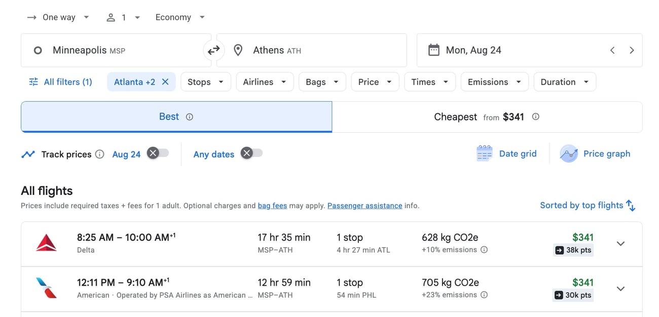 The Extra Mile, Aug. 3: Endangered Points Deals, Absurd Airfare & More 9 google flights dashboard from minneapolis to athens aug 24
