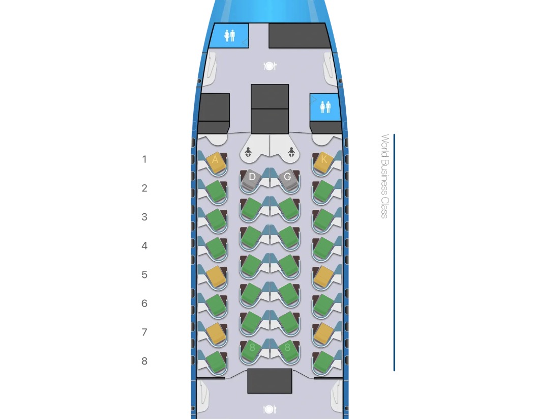 KLM Business Class Review: Solid Service & Food Makes Up for an Average Seat 9 The KLM business class cabin on the 787-9