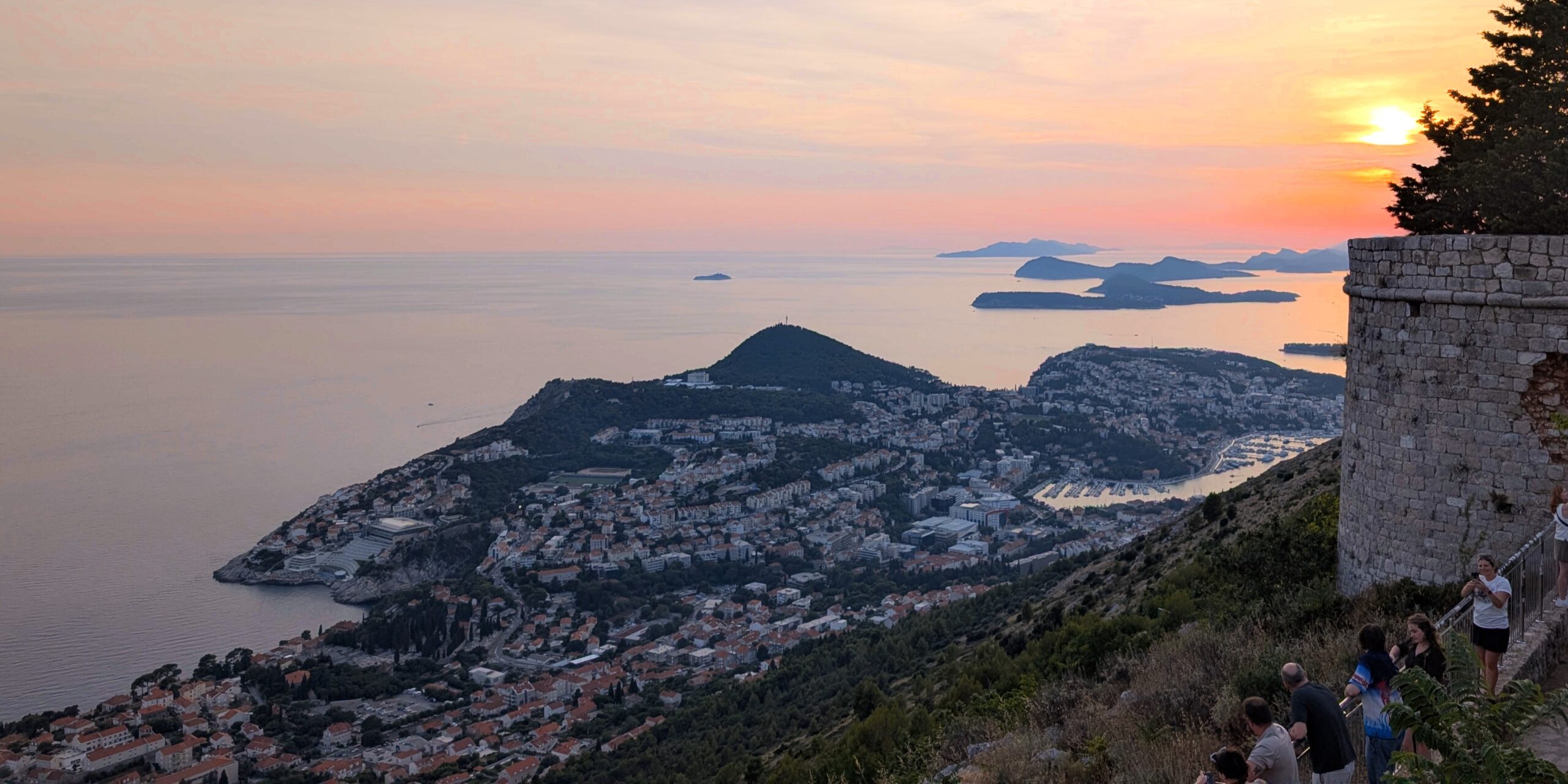 A sunset over the Adriatic Sea in Dubrovnik, Croatia