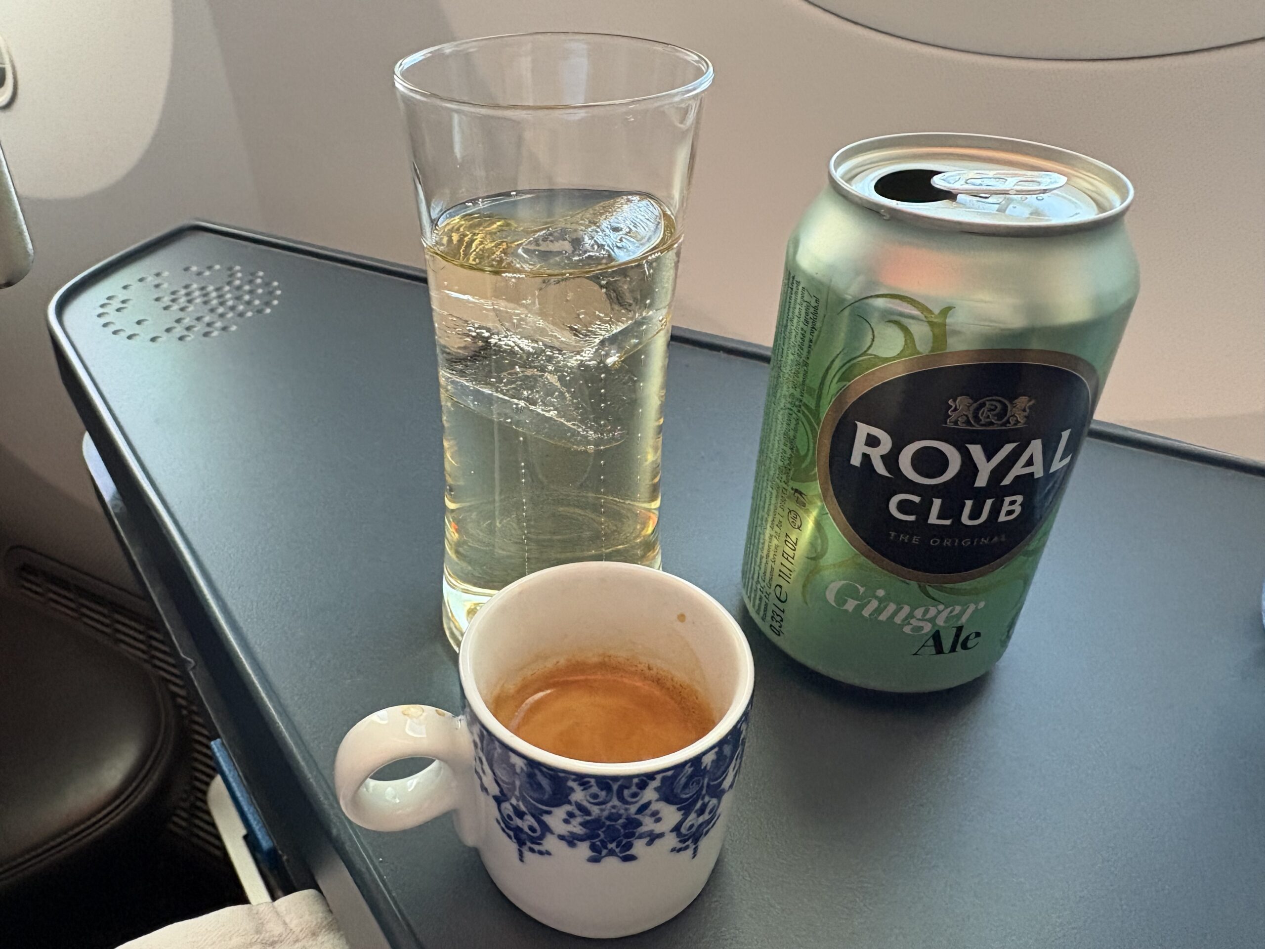 KLM Business Class Review: Solid Service & Food Makes Up for an Average Seat 25 Espresso ginger ale