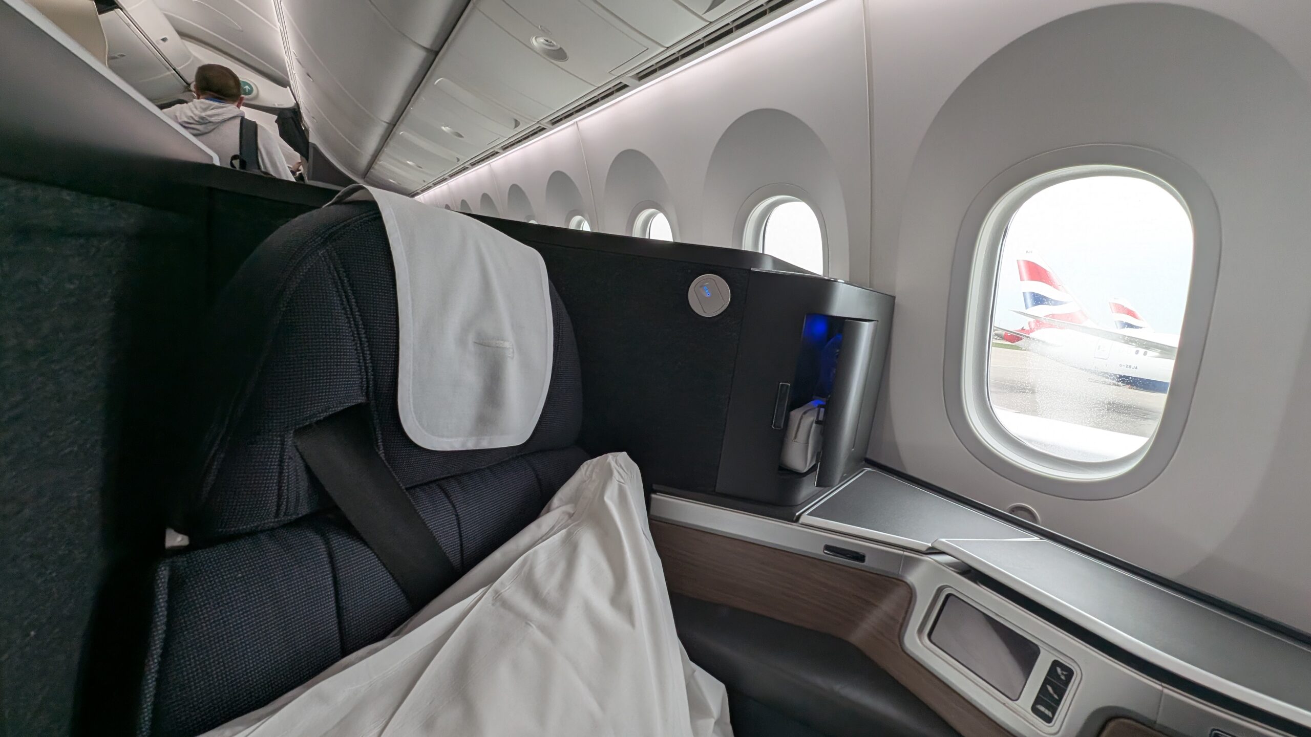 Fine ... But Mostly Forgettable: British Airways Club Suites Review on the Boeing 787-10 26 BA Club Suites headrest and reading lamp