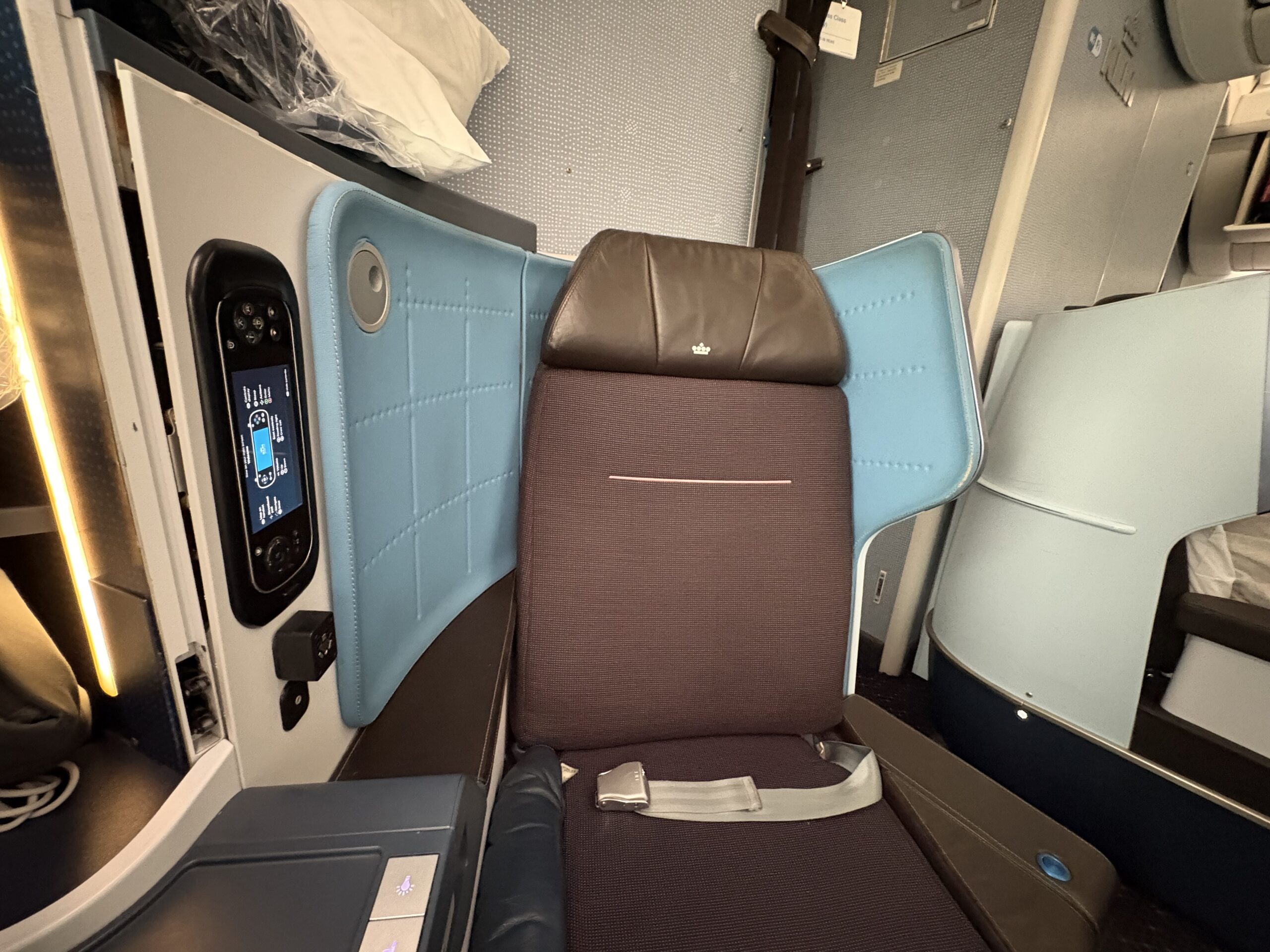KLM Business Class Review: Solid Service & Food Makes Up for an Average Seat 13 Seat view from the footwell