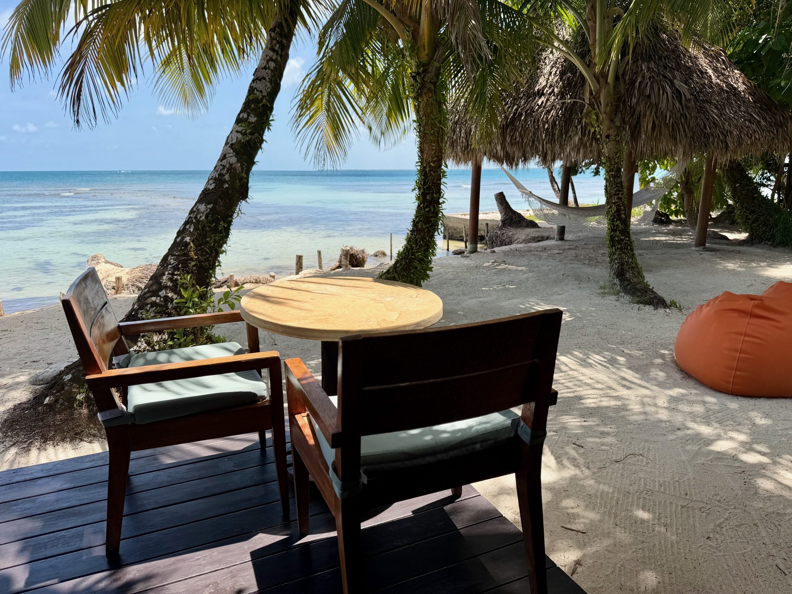 Calala Island Review: Is Hilton's Private-Island Splurge Worth 240K Points a Night? 11 Cabana patio Calala Island with chairs and table on the beach