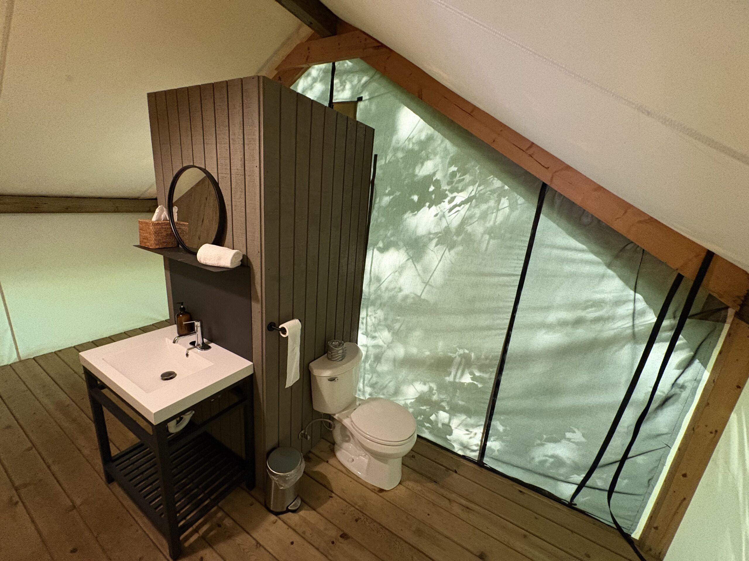 The Fields of Michigan: An Upscale, But Wholesome Glamping Stay Using Hyatt Points 15 Bathroom toilet side of a glamping tent