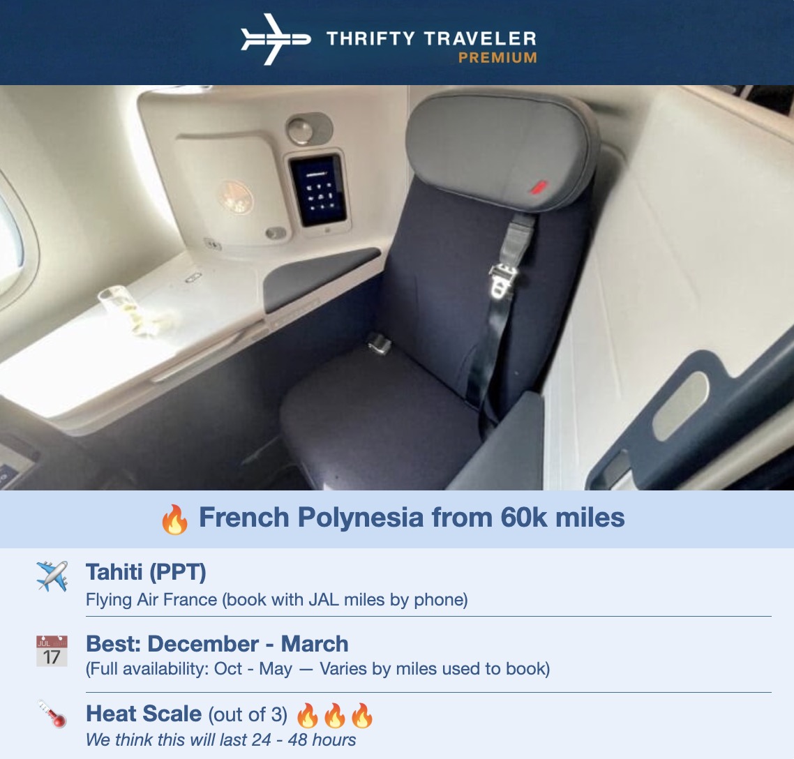 Is This the Best Deal in Award Travel Right Now? Fly Biz Class to Tahiti for 85K Roundtrip 5 Flight deal Air Franc business class to French POlynesia