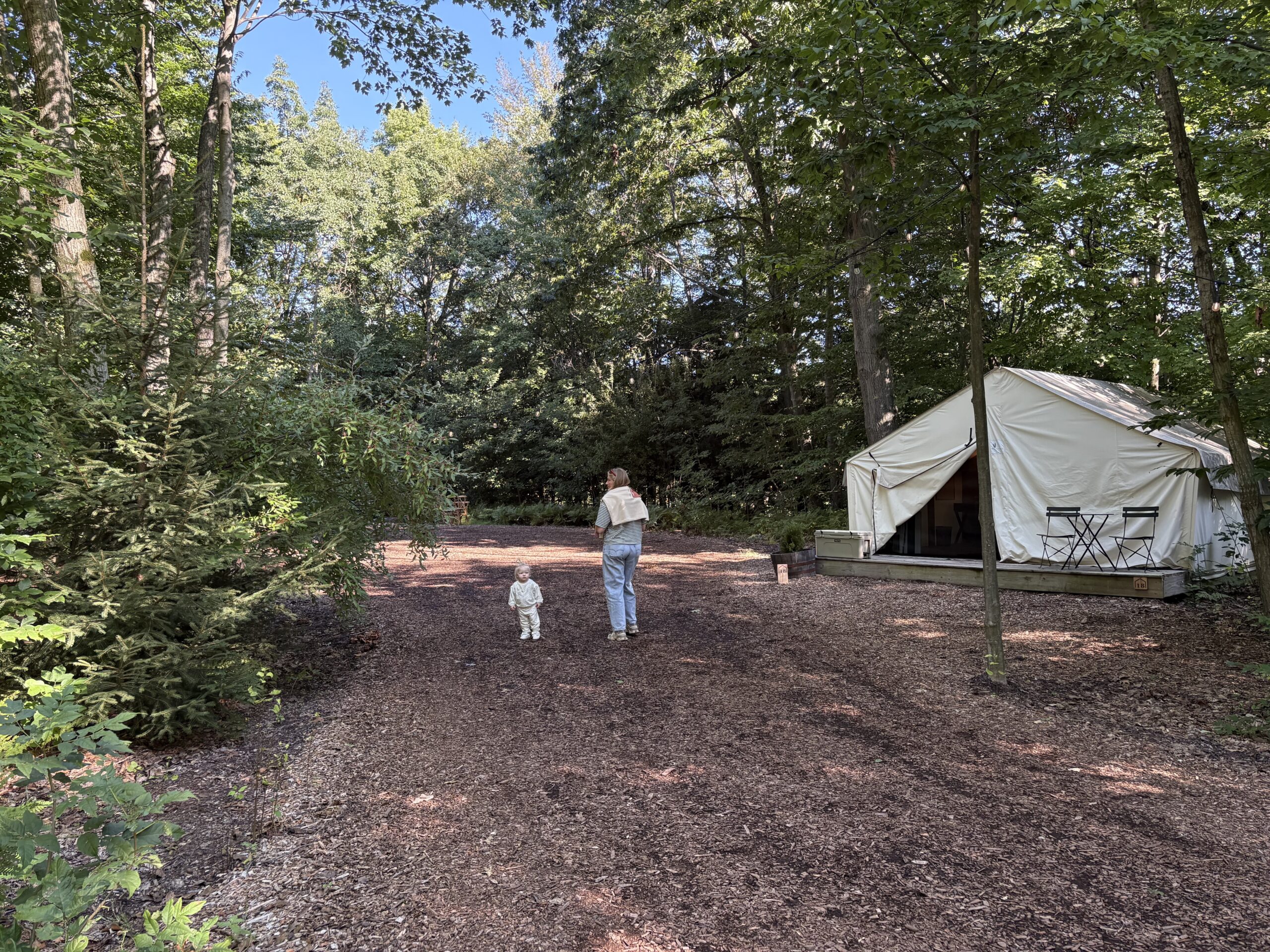 The Fields of Michigan: An Upscale, But Wholesome Glamping Stay Using Hyatt Points 24 Wife and daughter on the trails at Fields of Michigan