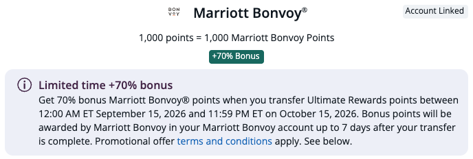 Get Up to 50% More Points With the Current List of Transfer Bonuses! 18 Chase to Marriott 70% transfer bonus