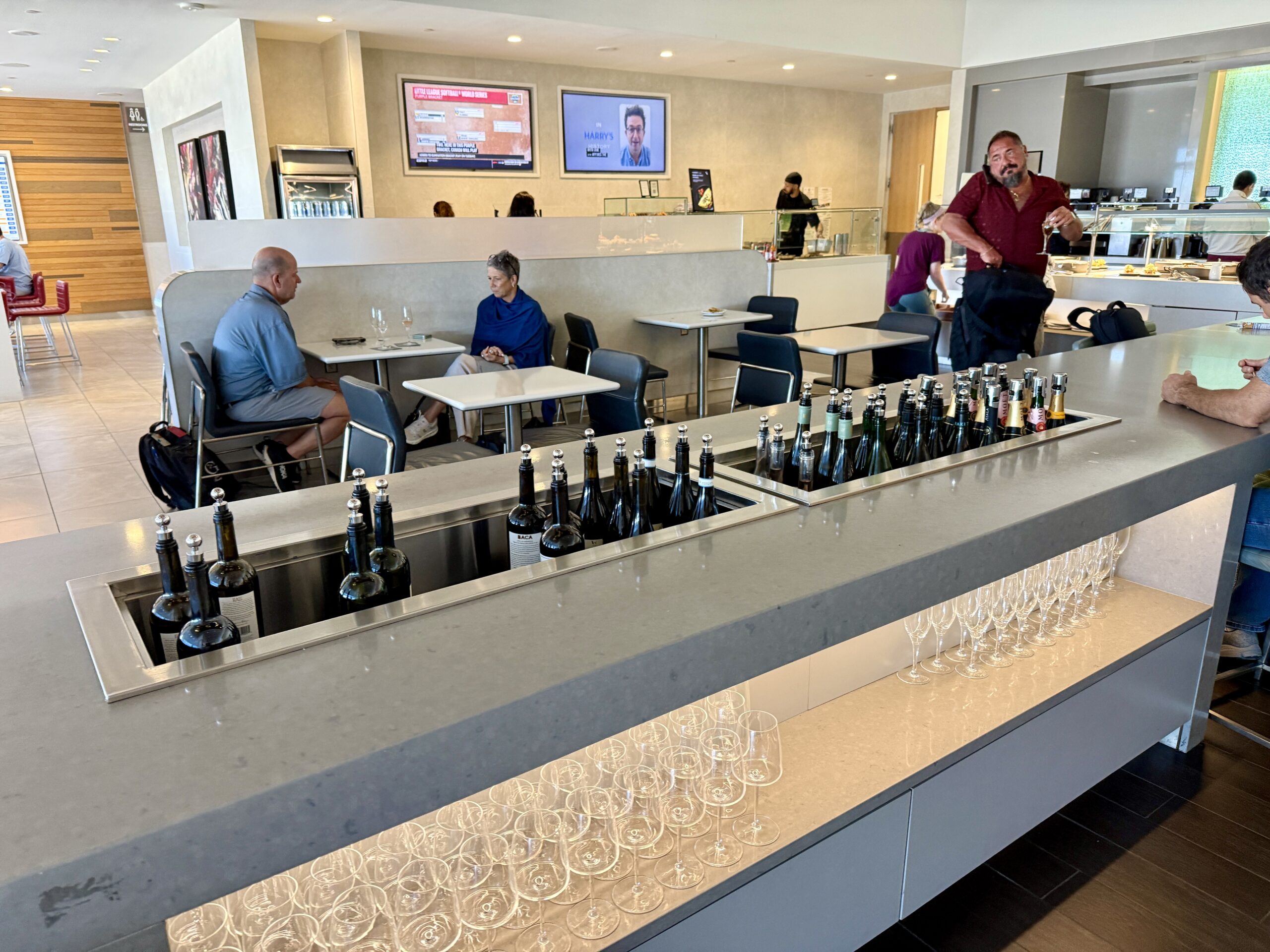 A 5-Star Flight to Tokyo: JAL's New A350 Business Class Suites 47 wine bar with glasses underneath