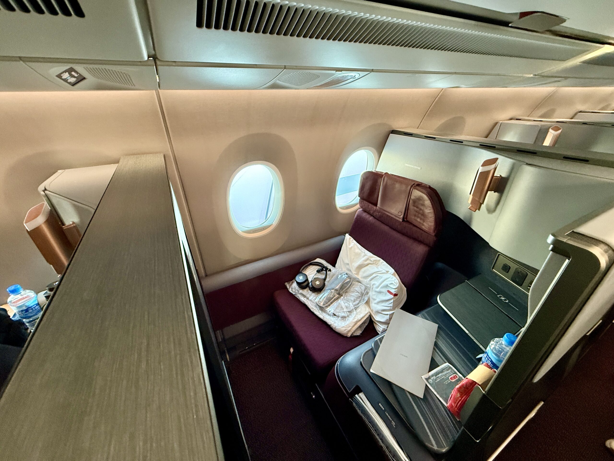 A 5-Star Flight to Tokyo: JAL's New A350 Business Class Suites 49 japan airline business class seat with amenities on seat