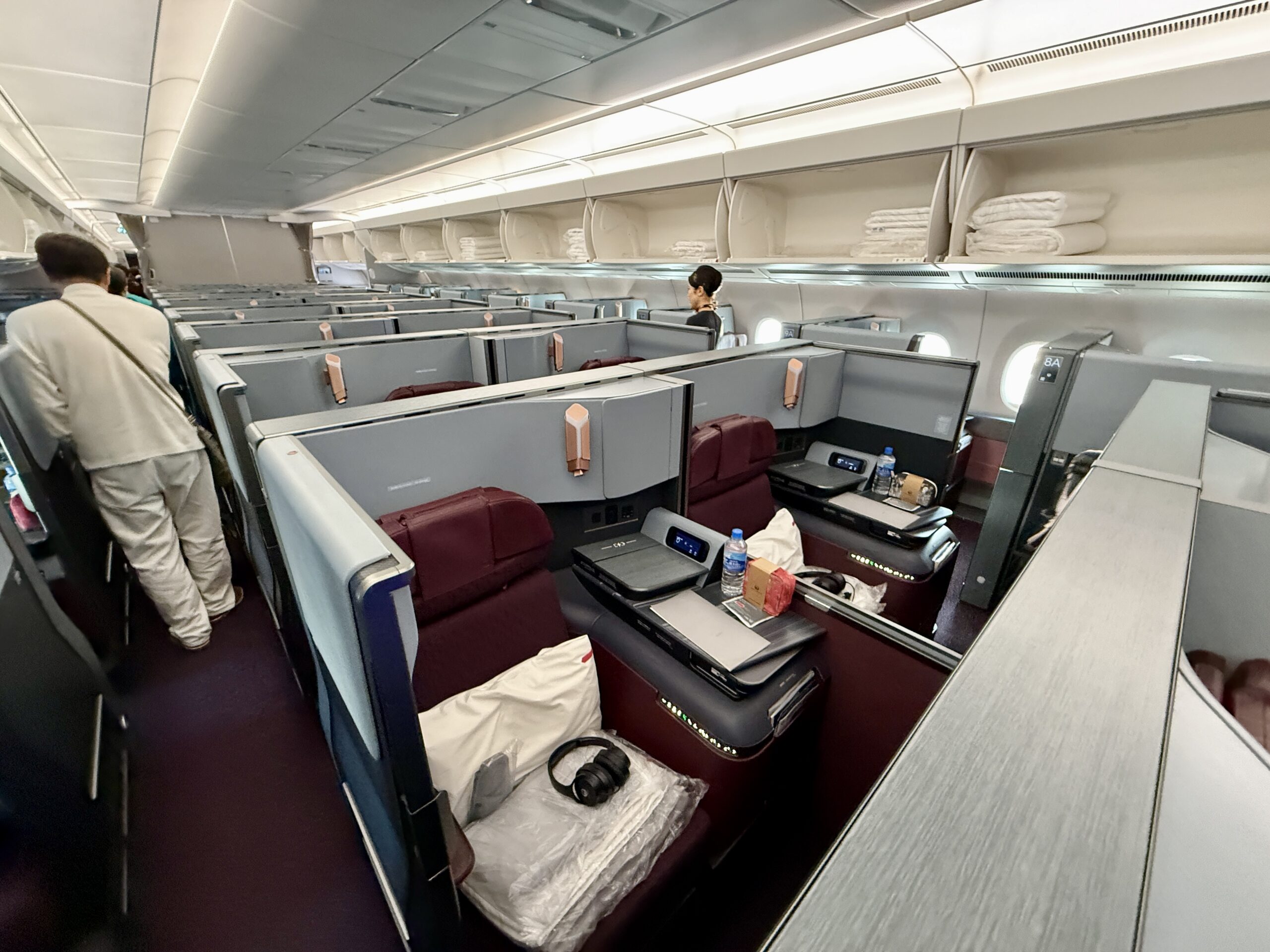 A 5-Star Flight to Tokyo: JAL's New A350 Business Class Suites 48 business class cabin with passengers
