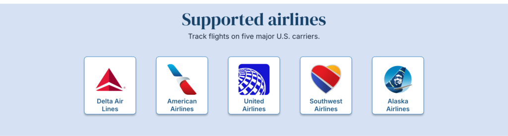 Introducing FareTracker: Our Free New Tool to Track Your Flights & Save When Prices Drop! 4 Logos of the five airlines FareTracker supports: Delta, American, United, Southwest and Alaska