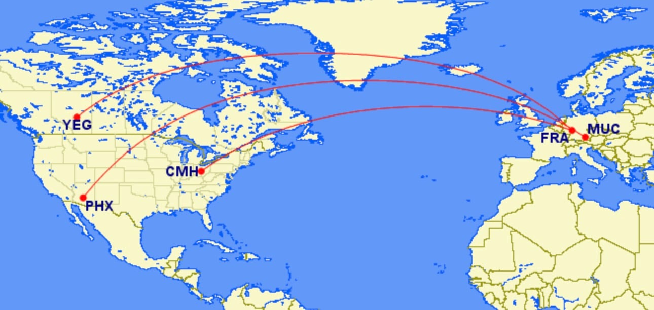 The Extra Mile, Oct. 20: New Alaska Routes, The Growing Basic Bait & Switch 6 map showing routes from germany to the us and canada