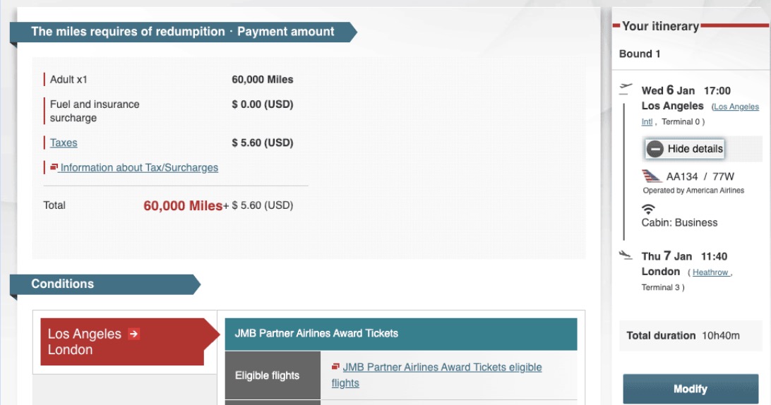 The Rarest Biz Class Award Deals (West Coast to Europe) Are Back in a Big Way 7 AA biz class from Los Angeles