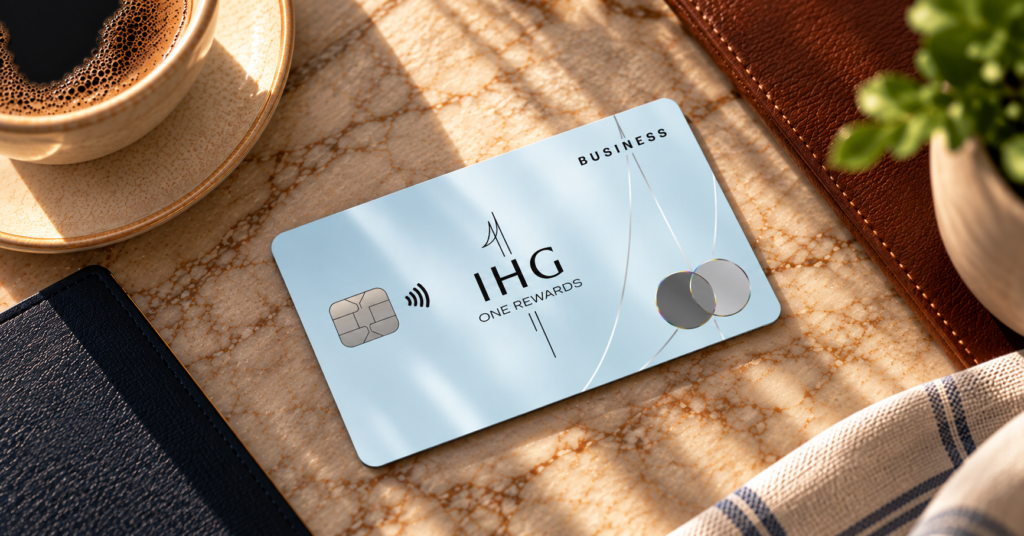 Chase Refreshes IHG Cards With Higher Fees, More Perks & New Premium Card 4 IHG One Rewards Card on a table with a coffee cup