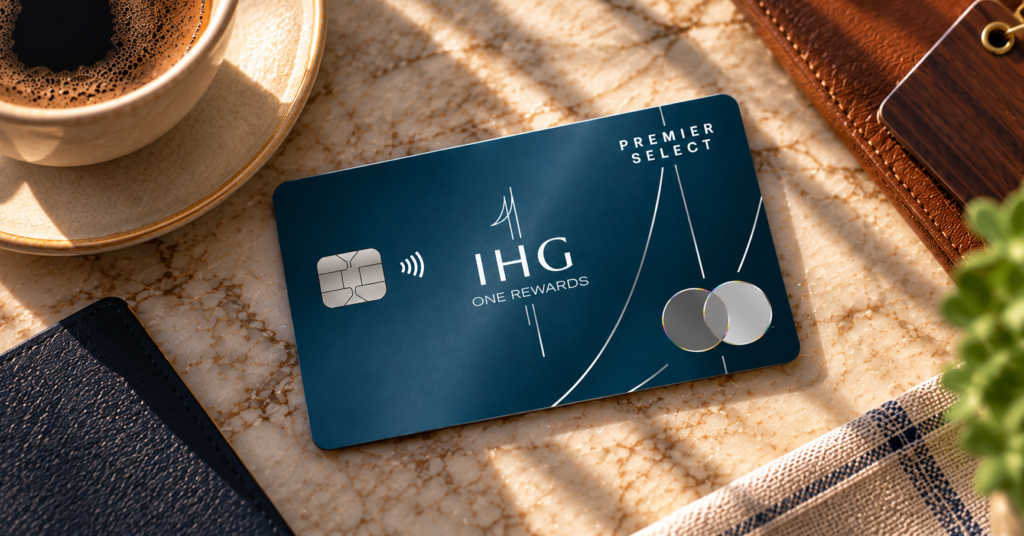 Chase Refreshes IHG Cards With Higher Fees, More Perks & New Premium Card 1 IHG Premier Select card on a table with. coffee cup