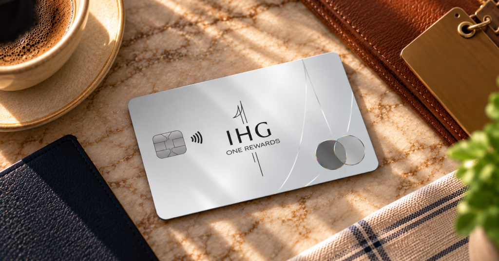 Chase Refreshes IHG Cards With Higher Fees, More Perks & New Premium Card 3 IHG Rewards Card on a table with a coffee cup