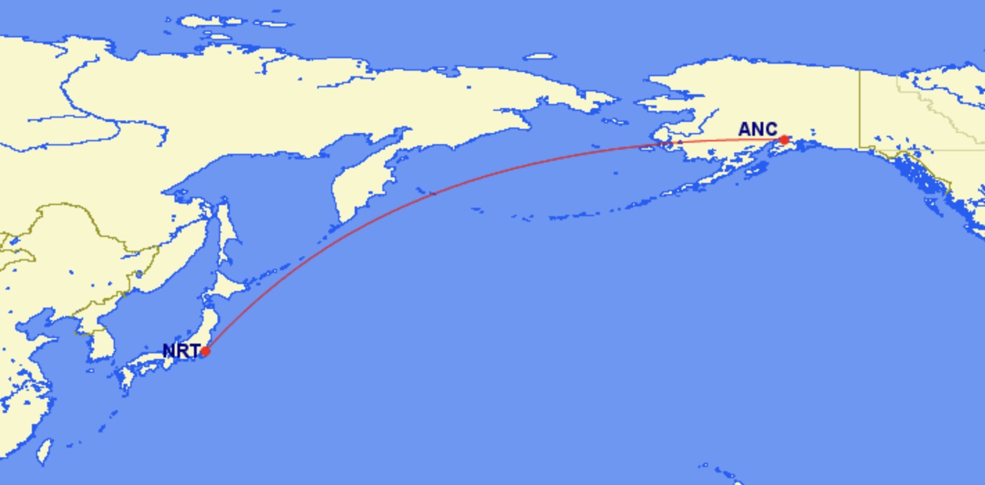 Alaska Launches Anchorage to Tokyo Flights ... on a Single-Aisle 737 MAX 8! 5 ANC-NRT flight path