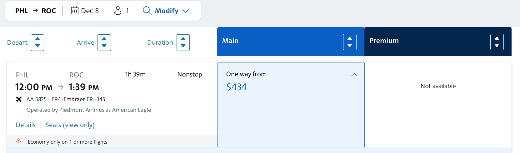 Exclusive: A Year After Uproar, United & Especially AA Continue Charging Solo Flyers Higher Fares 3 american airlines philadelphia to rochester flight with prices
