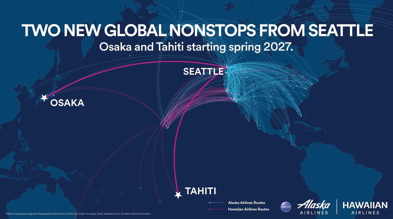 The Extra Mile, Oct. 20: New Alaska Routes, The Growing Basic Bait & Switch 5 alaska new route map to osaka and tahiti