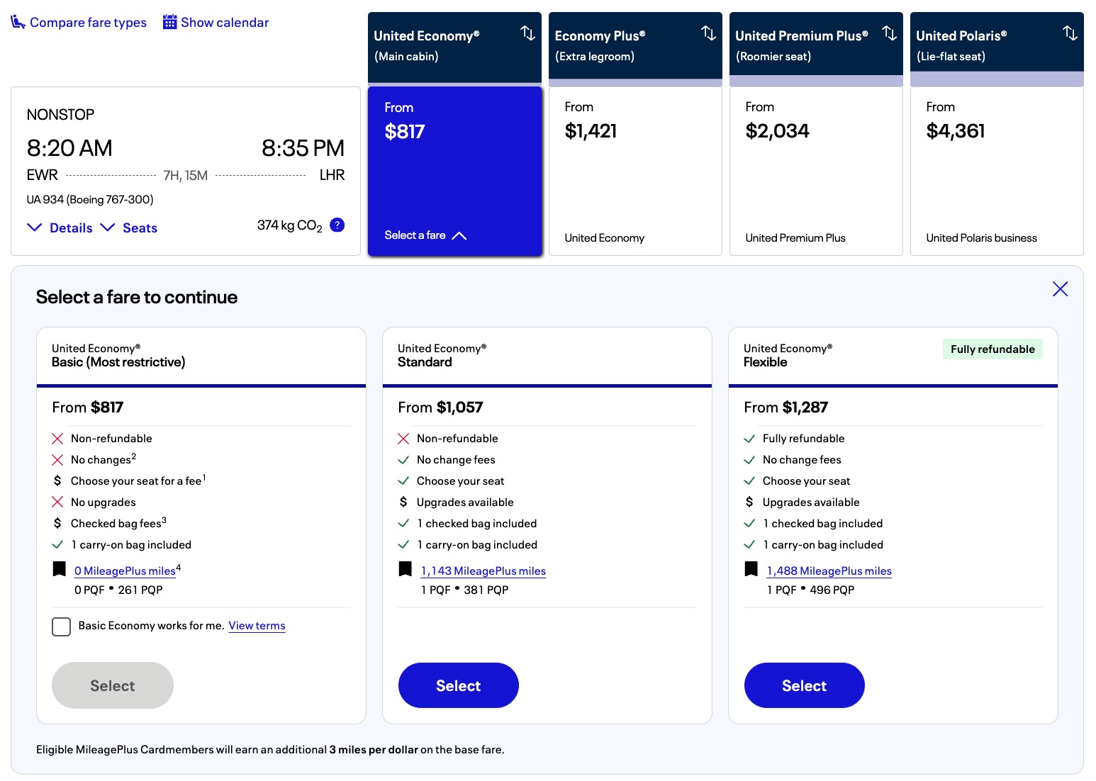 Airlines Are Charging More than Ever to Avoid Basic Economy 4 united fare options from newark to london