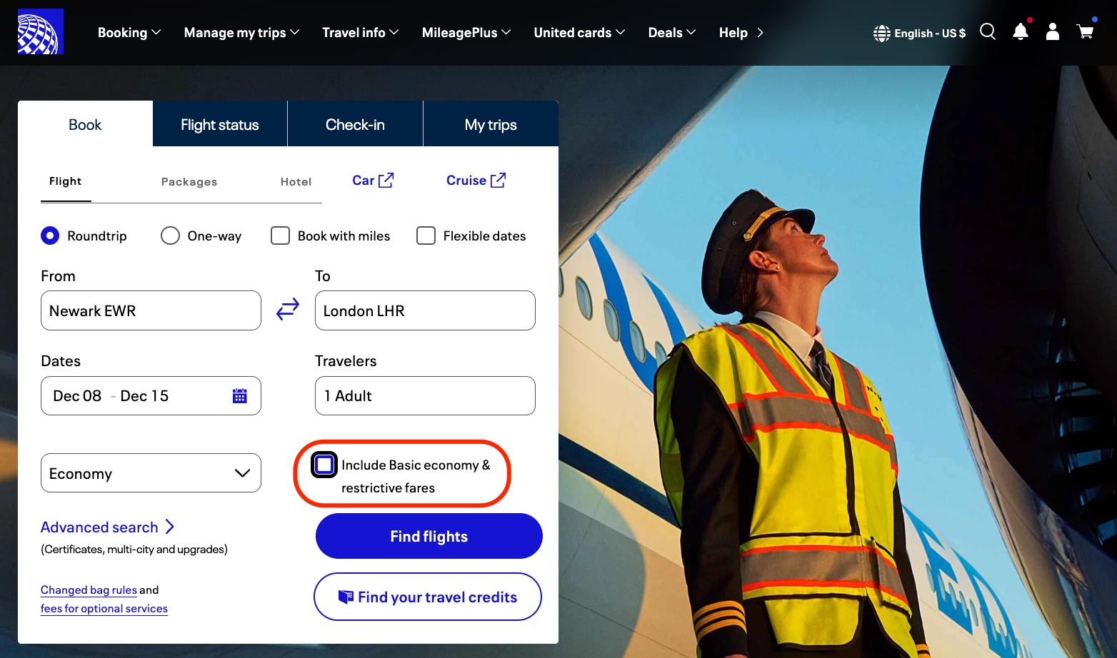 Airlines Are Charging More than Ever to Avoid Basic Economy 7 united airlines homepage with basic economy toggle highlighted